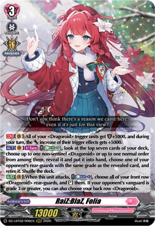 RaiZ:BlaZ, Folia (RRR)